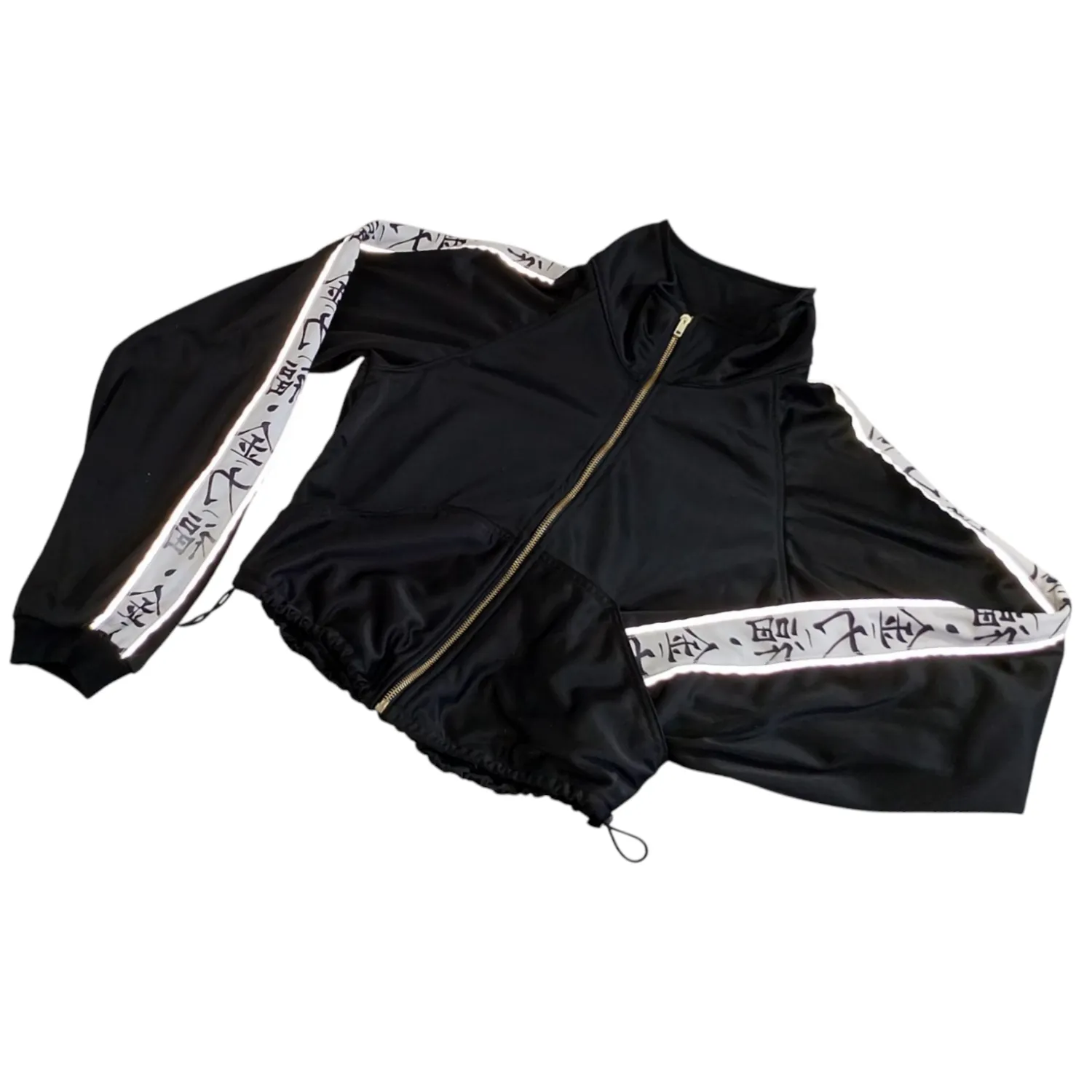 Poleron kanji negro con franja blanca La Japonesssa