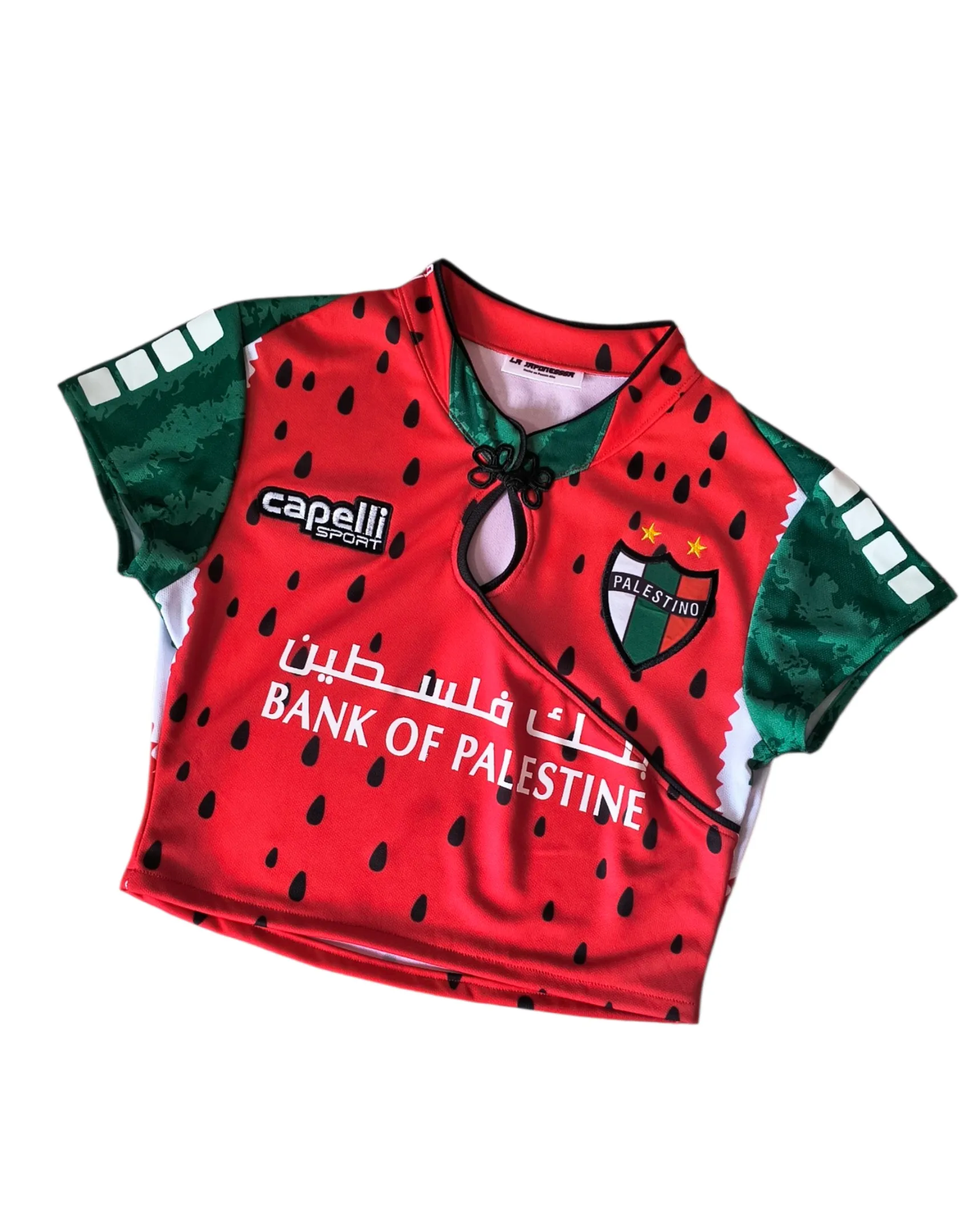Qipao hecho con camiseta de Palestino edición sandía